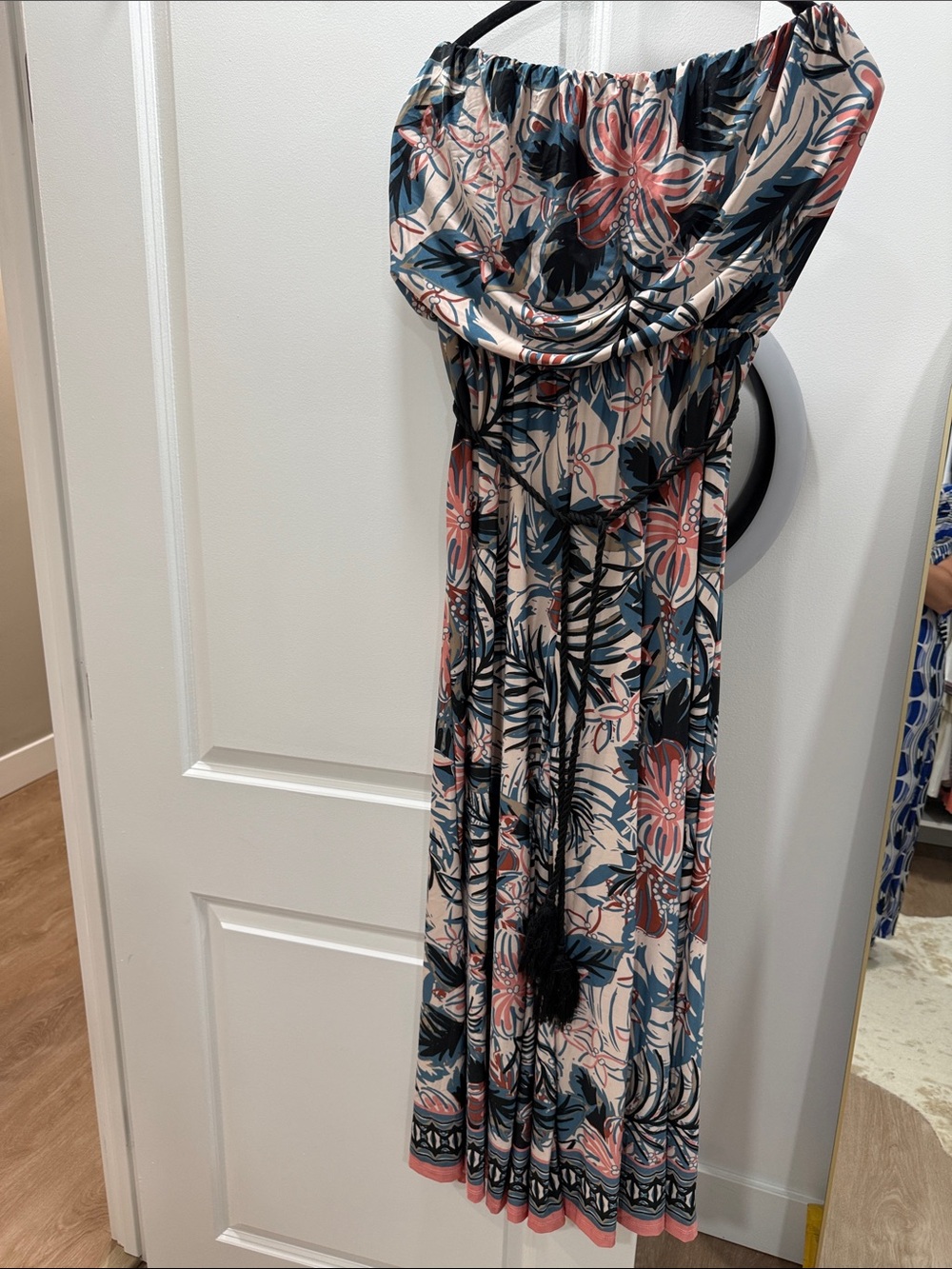 Floral Tropical strapless jumpsuit  - Blue, Pink & Cream